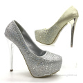 Women Glitter Crystal Rhinestone Thin Heel Platform Pumps